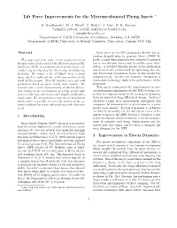 Lift Force Improvements for the Micromechanical Flying Insect ∗