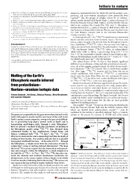 Melting of the Earth's Lithospheric Mantle Inferred from Protactinium