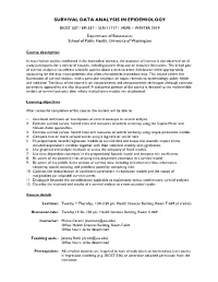 Survival Data Analysis in Epidemiology