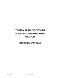 Technical Specifications for Public Improvement Projects