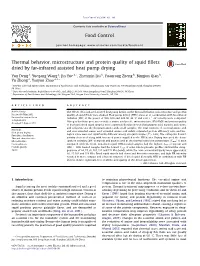 Thermal Behavior, Microstructure and Protein Quality of Squid Fillets Dried