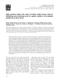 High Variation Reduces the Value of Feather Stable Isotope Ratios in Identifying New Wintering Areas for Aquatic Warblers Acrocephalus Paludicola in West Africa