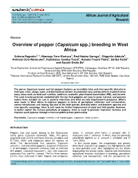 Overview of Pepper (Capsicum Spp.) Breeding in West Africa