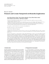 Polymeric and Ceramic Nanoparticles in Biomedical Applications