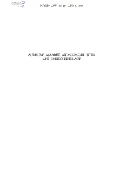 Sudbury, Assabet, and Concord Wild and Scenic River Act 113 Stat