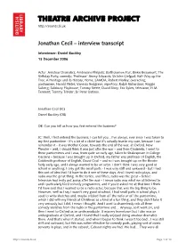 Theatre Archive Project: Interview with Jonathan Cecil