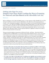 Insights from Three States Leading the Way in Preparing for Outreach and Enrollment in the Affordable Care Act