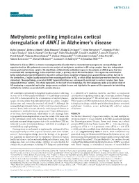 Methylomic Profiling Implicates Cortical Deregulation of ANK1 in Alzheimer’S Disease