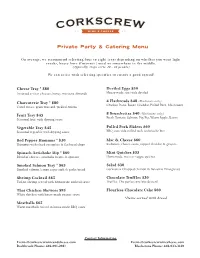 Private Party & Catering Menu