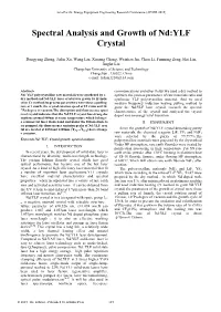 Spectral Analysis and Growth of Nd:YLF Crystal