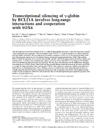 Transcriptional Silencing of G-Globin by BCL11A Involves Long-Range Interactions and Cooperation with SOX6