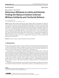 Deterrence Dilemma in Latvia and Estonia: Finding the Balance Between External Military Solidarity and Territorial Defence