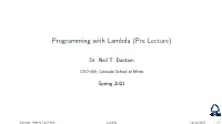 Programming with Lambda (Pre Lecture)