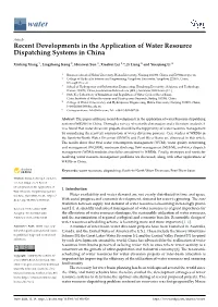 Recent Developments in the Application of Water Resource Dispatching Systems in China