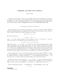 Symmetry and the Cubic Formula