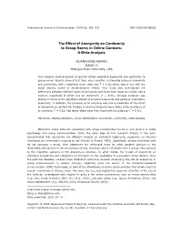The Effect of Anonymity on Conformity to Group Norms in Online Contexts: a Meta-Analysis