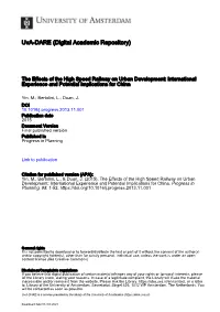 The Effects of the High-Speed Railway on Urban Development: International Experience and Potential Implications for China