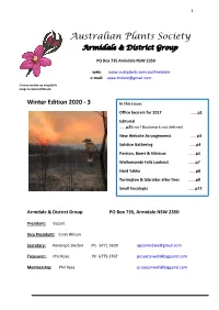 Winter Edition 2020 - 3 in This Issue: Office Bearers for 2017
