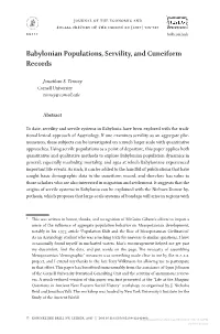 Babylonian Populations, Servility, and Cuneiform Records