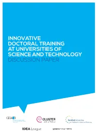 Innovative Doctoral Training at Universities of Science and Technology Discussion Paper List of Contributors to This Paper