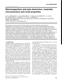 Nanomagnetism and Spin Electronics: Materials, Microstructure and Novel Properties