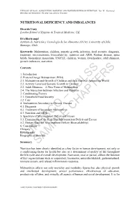 Nutritional Deficiency and Imbalances - Ricardo Uauy and Eva Hertrampf
