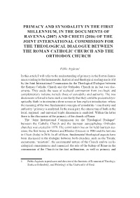 Primacy and Synodality in the FIRST