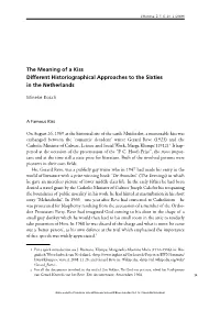 The Meaning of a Kiss Different Historiographical Approaches to the Sixties in the Netherlands