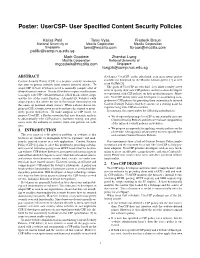 User Specified Content Security Policies