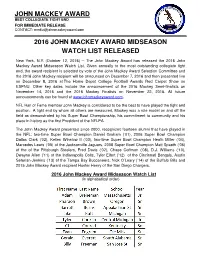 2016 John Mackey Award Midseason Watch List Released