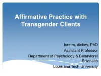 Affirmative Practice with Transgender Clients