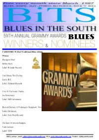 Bits Contact: Email: Editor@Bluesinthesouth.Com Web: Twitter: @Bluesinthesouth CATEGORY 50