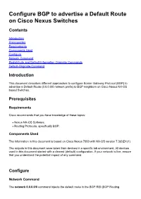 Configure BGP to Advertise a Default Route on Cisco Nexus Switches