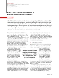 EINSTEIN and NAZI PHYSICS When Science Meets Ideology and Prejudice