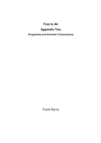 Free to Air Appendix Two Frank Byrne