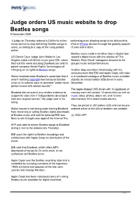 Judge Orders US Music Website to Drop Beatles Songs 6 November 2009
