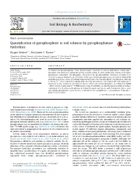 Quantification of Pyrophosphate in Soil Solution by Pyrophosphatase