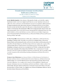 Towards Inclusive Economic Growth in Sudan: Stabilization and Recovery Thursday 3 October 2019 | Khartoum, Sudan Speaker and Chair Biographies