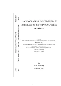 Usage of Laser Induced Bubbles for Measuring Intraocular Eye Pressure