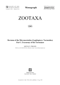 Zootaxa, Revision of the Micronoctuidae (Lepidoptera
