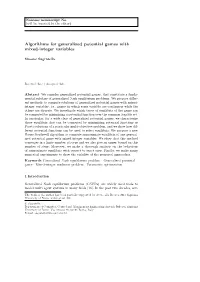 Algorithms for Generalized Potential Games with Mixed-Integer Variables