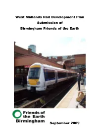 BFOE Response to WM Rail Development Plan Sept 09