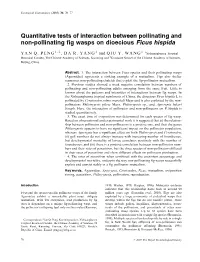 Quantitative Tests of Interaction Between Pollinating and Non-Pollinating Fig Wasps on Dioecious Ficus Hispida