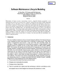 Software Maintenance Lifecycle Modeling