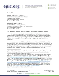 EPIC Statement 1 Social Media Privacy Senate Judiciary and Commerce Committees April 9, 2018