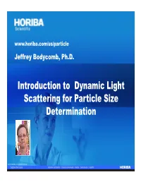 Introduction to Dynamic Light Scattering for Particle Size Determination