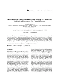 On the Integration of Subthreshold Inputs from Perforant Path and Schaffer Collaterals in Hippocampal CA1 Pyramidal Neurons