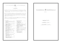 Aperitivi Wine List Grappa List