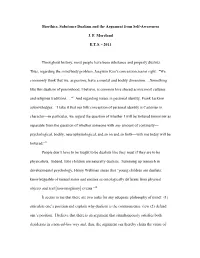 Bioethics, Substance Dualism and the Argument from Self-Awareness