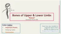 Bones of Upper & Lower Limbs
